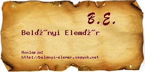 Belányi Elemér névjegykártya