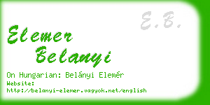 elemer belanyi business card