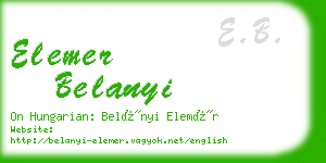 elemer belanyi business card